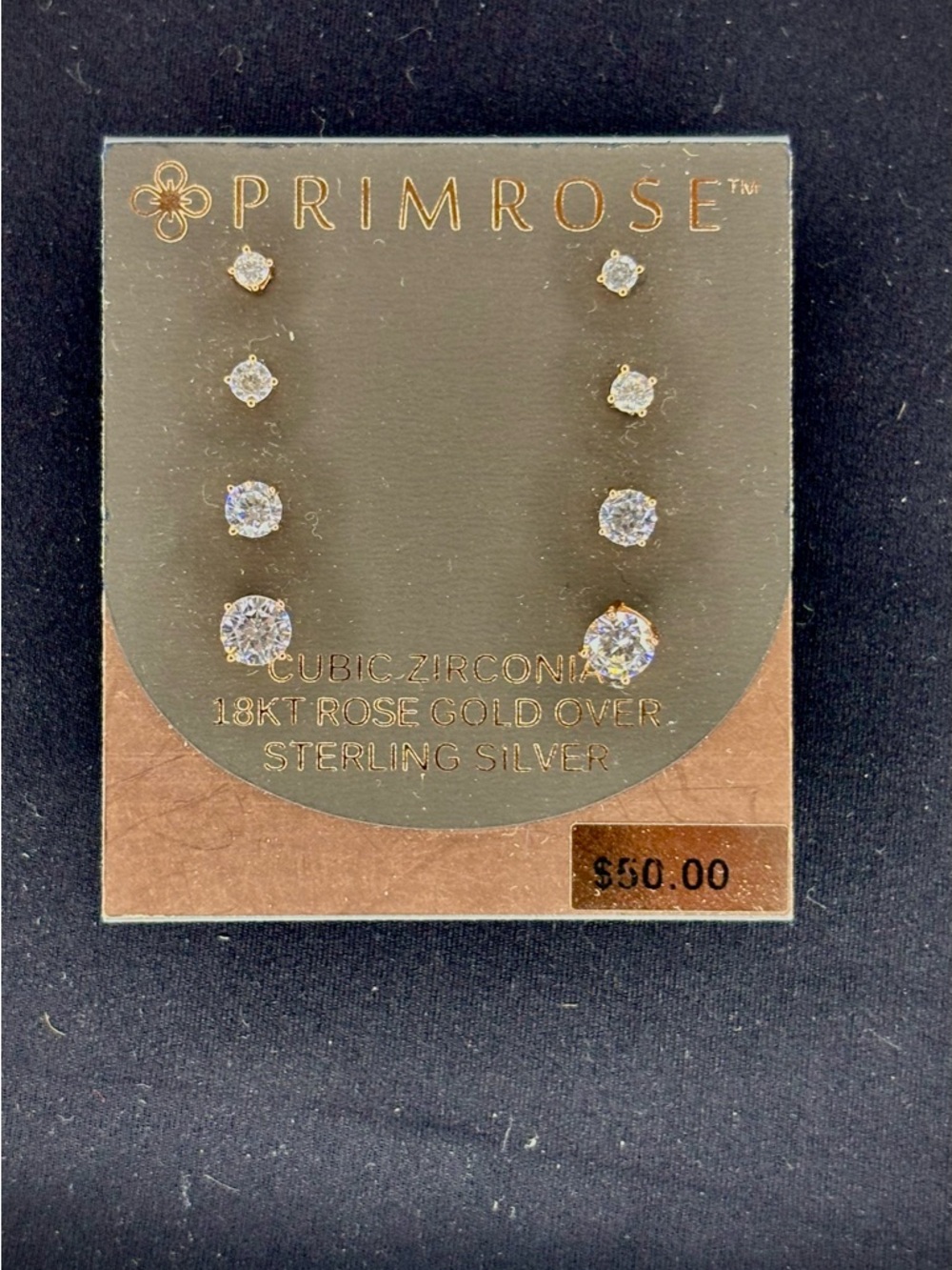 Primrose 18kt Rose Gold‎ Cubic Zirconia Stud Earring Set NWT